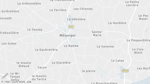 Carte de la zone d'intervention à Mésanger