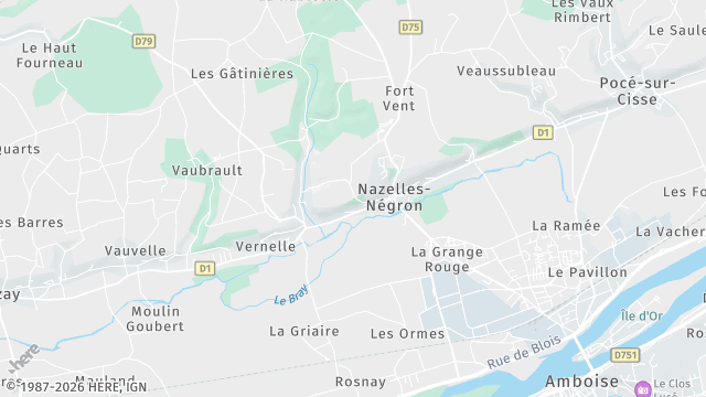 Carte de la zone d'intervention à Nazelles-Négron