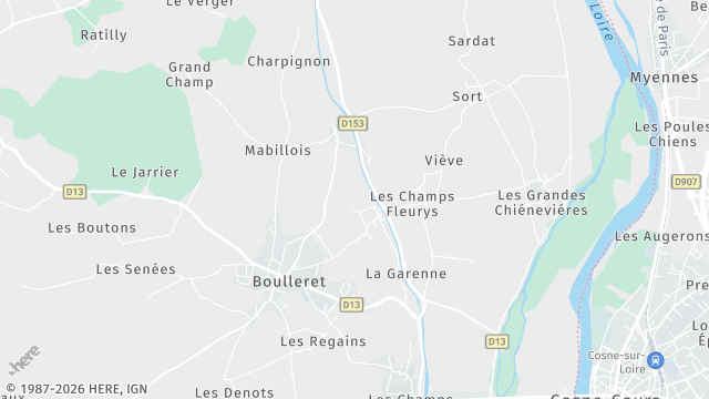 Carte de la zone d'intervention à Boulleret