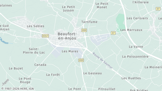 Carte de la zone d'intervention à Beaufort-en-Anjou