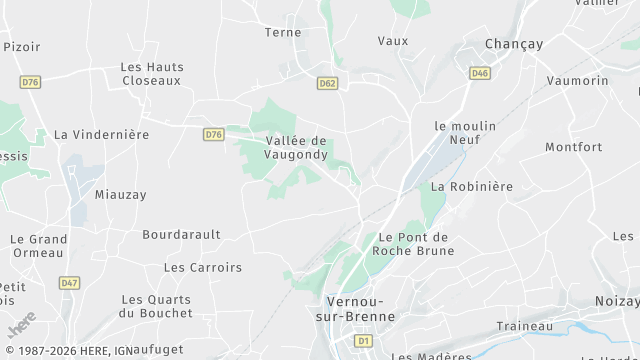 Carte de la zone d'intervention à Vernou-sur-Brenne