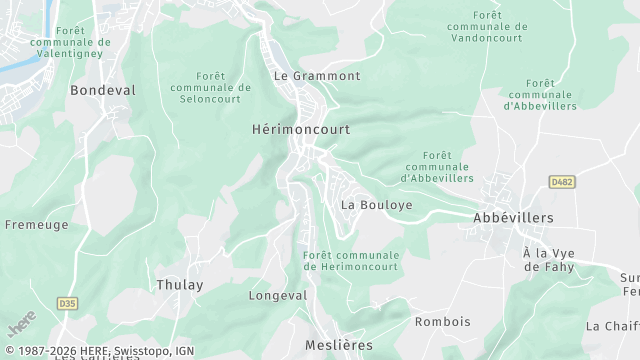 Carte de la zone d'intervention à Hérimoncourt