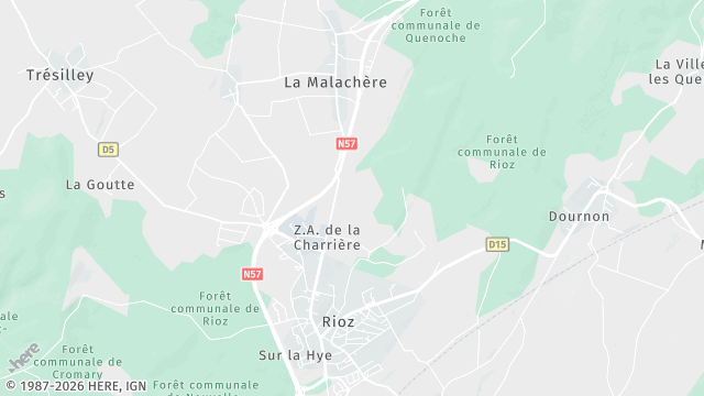 Carte de la zone d'intervention à Rioz