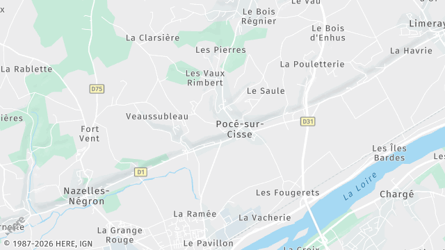 Carte de la zone d'intervention à Pocé-sur-Cisse