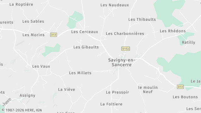 Carte de la zone d'intervention à Savigny-en-Sancerre