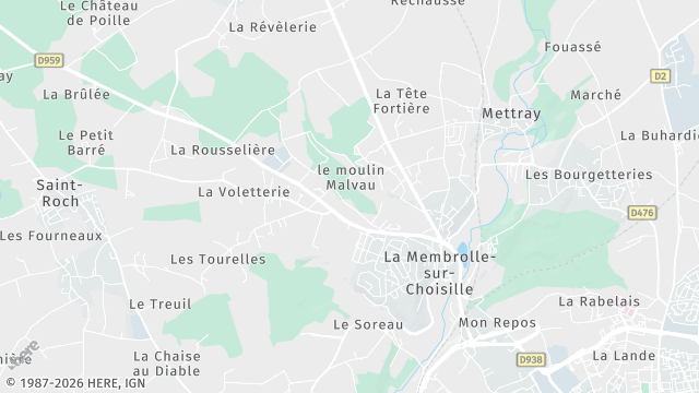 Carte de la zone d'intervention à La Membrolle-sur-Choisille