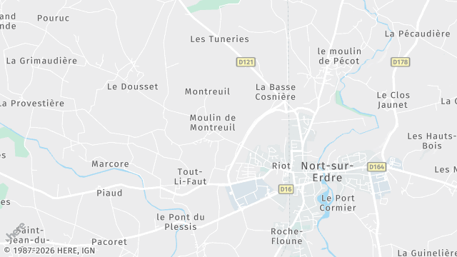 Carte de la zone d'intervention à Nort-sur-Erdre