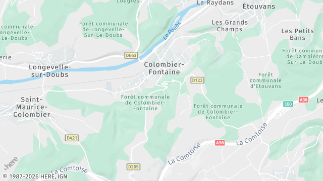 Carte de la zone d'intervention à Colombier-Fontaine