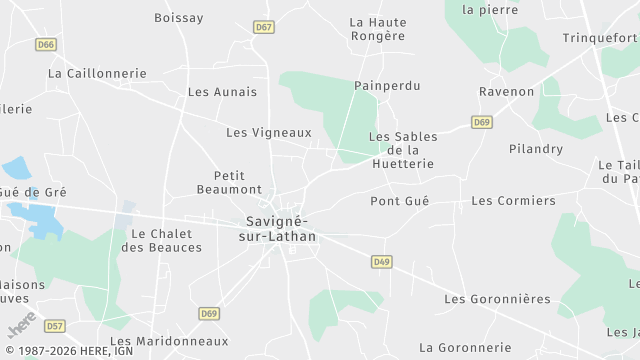 Carte de la zone d'intervention à Savigné-sur-Lathan