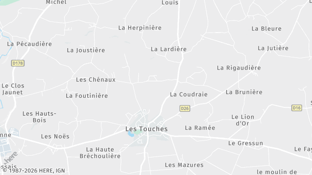 Carte de la zone d'intervention à Les Touches