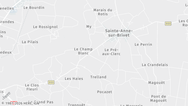 Carte de la zone d'intervention à Sainte-Anne-sur-Brivet