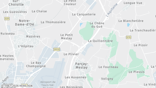 Carte de la zone d'intervention à Parçay-Meslay