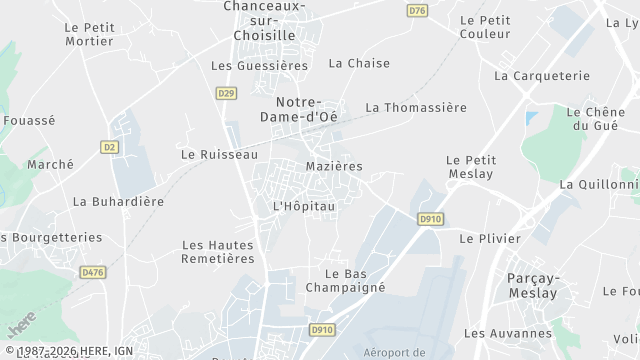 Carte de la zone d'intervention à Notre-Dame-d'Oé