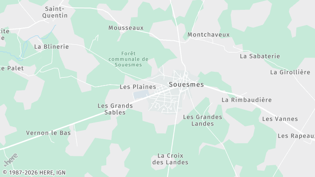 Carte de la zone d'intervention à Souesmes