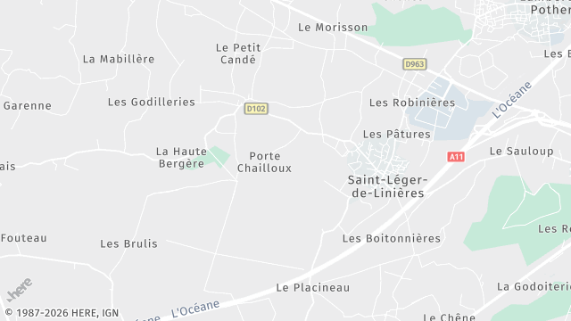 Carte de la zone d'intervention à Saint-Léger-de-Linières