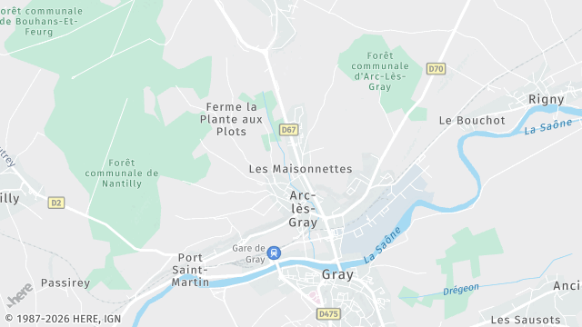 Carte de la zone d'intervention à Arc-lès-Gray