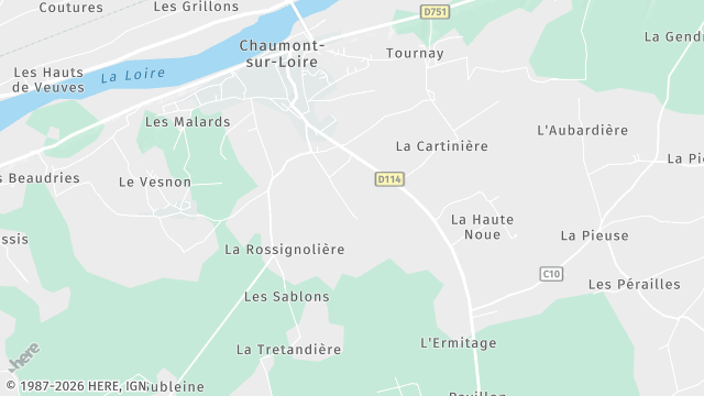 Carte de la zone d'intervention à Chaumont-sur-Loire