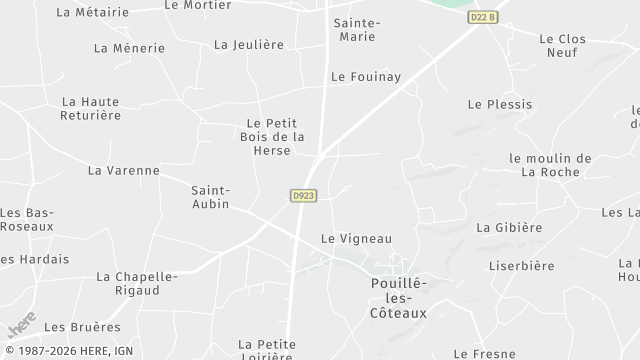 Carte de la zone d'intervention à Pouillé-les-Côteaux