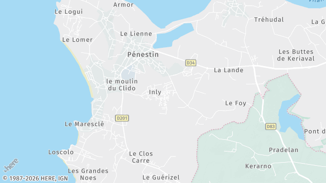 Carte de la zone d'intervention à Pénestin