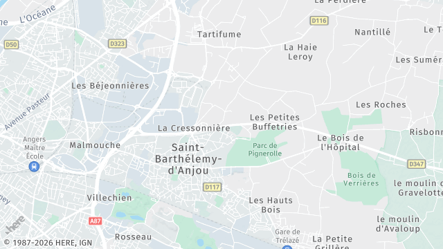 Carte de la zone d'intervention à Saint-Barthélemy-d'Anjou