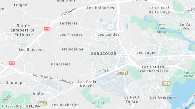 Carte de la zone d'intervention à Beaucouzé
