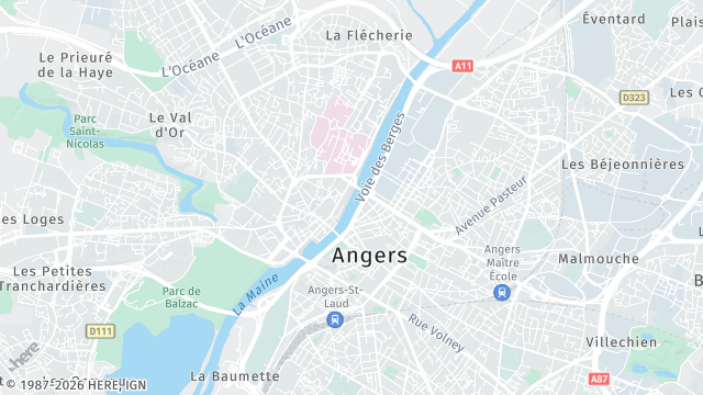 Carte de la zone d'intervention à Angers