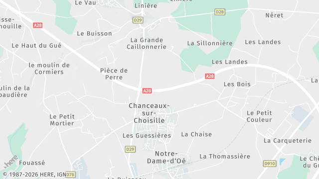 Carte de la zone d'intervention à Chanceaux-sur-Choisille