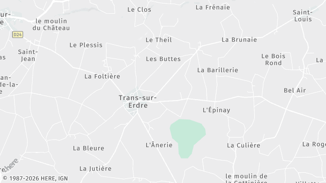 Carte de la zone d'intervention à Trans-sur-Erdre