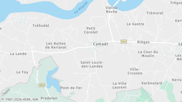 Carte de la zone d'intervention à Camoël