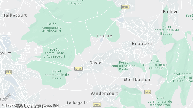Carte de la zone d'intervention à Dasle