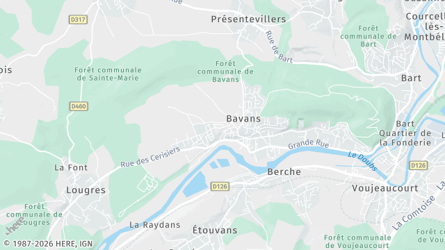 Carte de la zone d'intervention à Bavans