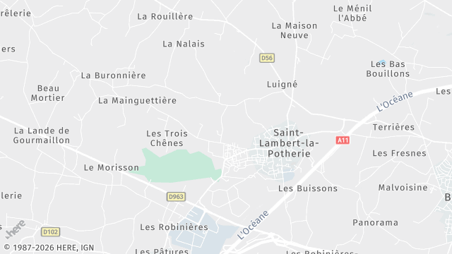 Carte de la zone d'intervention à Saint-Lambert-la-Potherie
