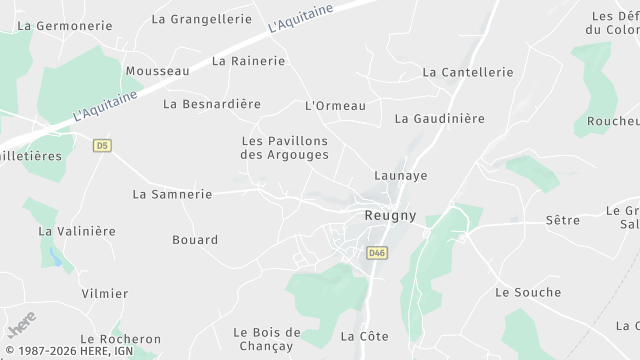 Carte de la zone d'intervention à Reugny