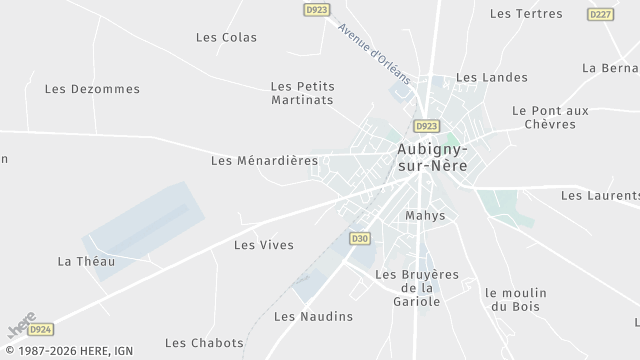 Carte de la zone d'intervention à Aubigny-sur-Nère