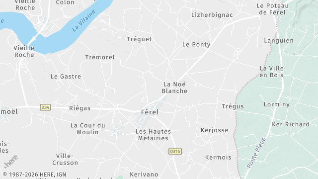 Carte de la zone d'intervention à Férel