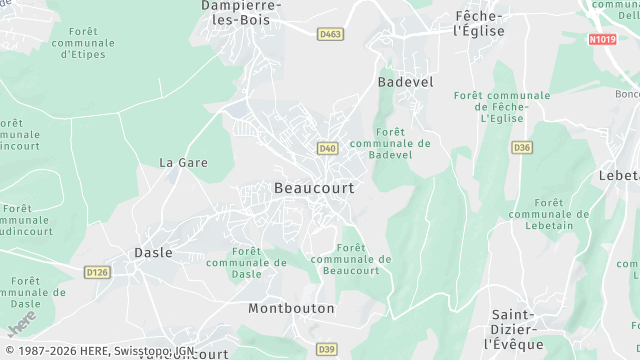 Carte de la zone d'intervention à Beaucourt