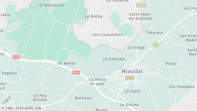 Carte de la zone d'intervention à Missillac