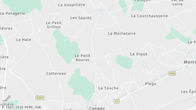 Carte de la zone d'intervention à Cangey
