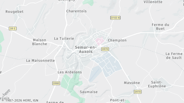 Carte de la zone d'intervention à Semur-en-Auxois