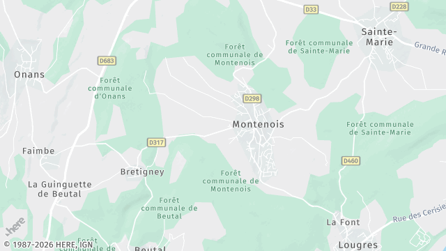 Carte de la zone d'intervention à Montenois