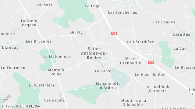 Carte de la zone d'intervention à Saint-Antoine-du-Rocher