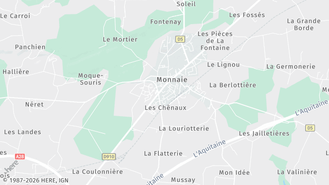 Carte de la zone d'intervention à Monnaie