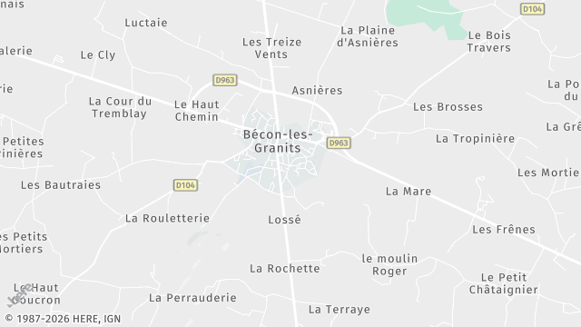 Carte de la zone d'intervention à Bécon-les-Granits