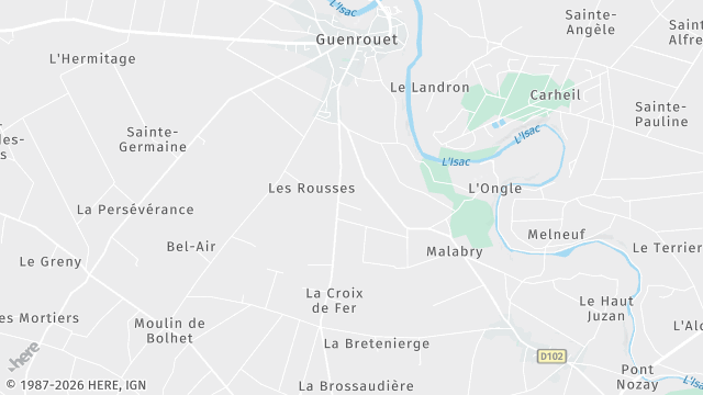 Carte de la zone d'intervention à Guenrouet
