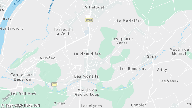 Carte de la zone d'intervention à Les Montils