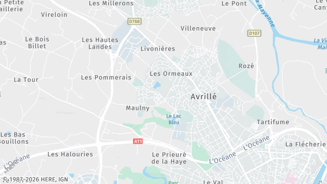 Carte de la zone d'intervention à Avrillé