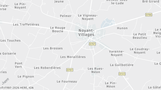 Carte de la zone d'intervention à Noyant-Villages