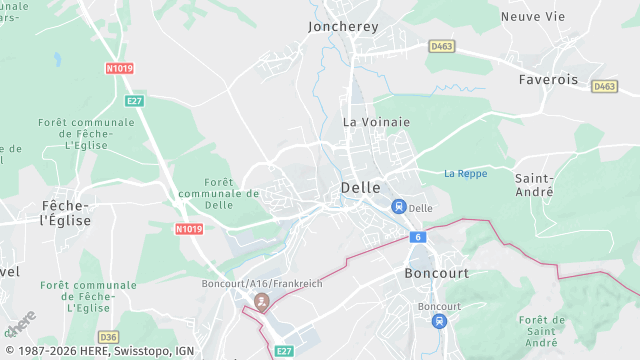 Carte de la zone d'intervention à Delle