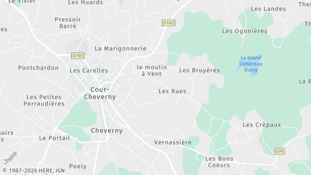 Carte de la zone d'intervention à Cour-Cheverny