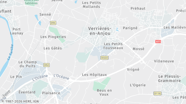 Carte de la zone d'intervention à Verrières-en-Anjou